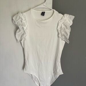 White Ruffled Sleeve Women's Top